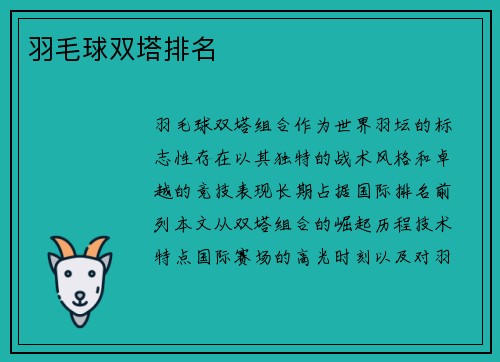 羽毛球双塔排名